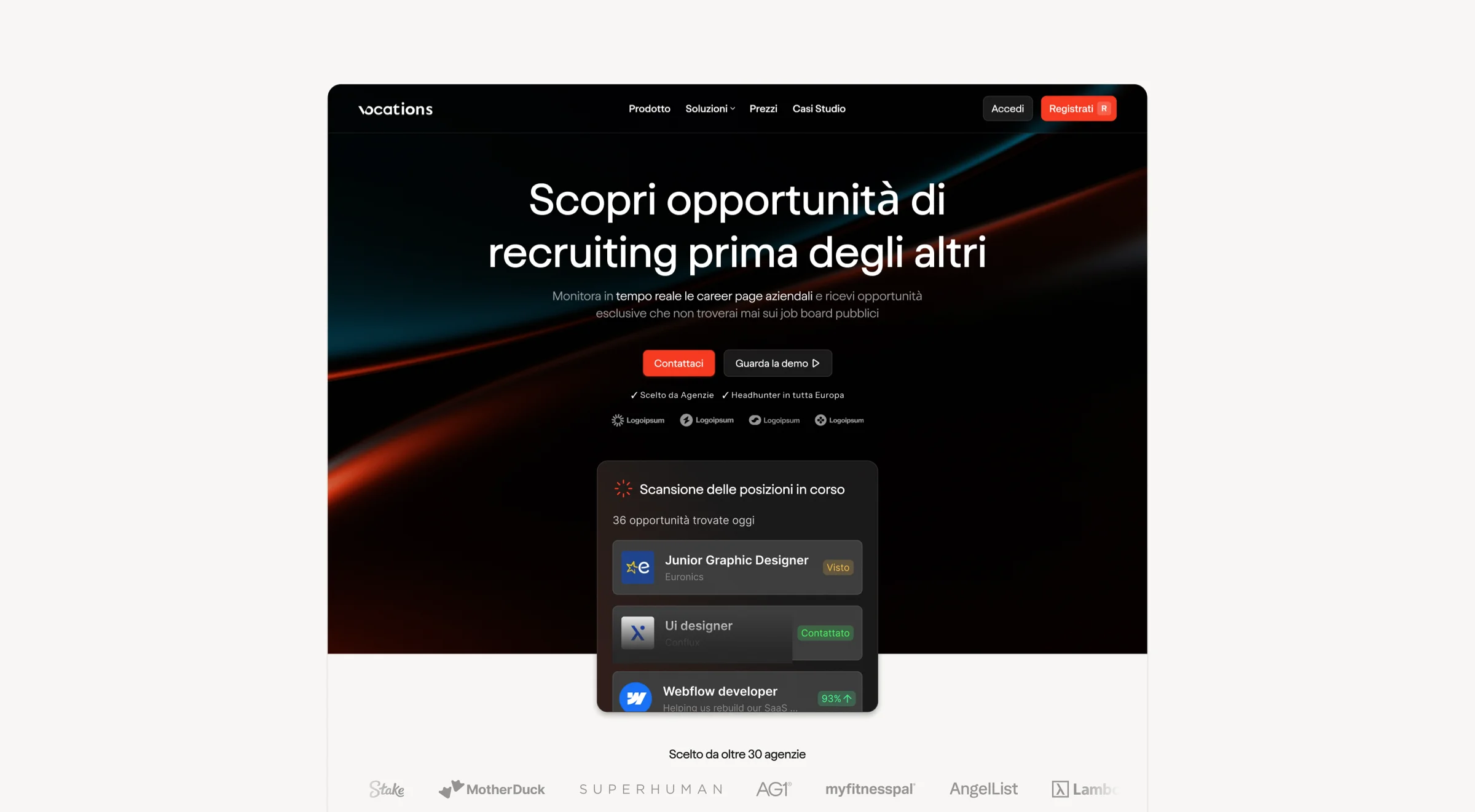 Vocations website design project built in Framer by Milo Zoppini
